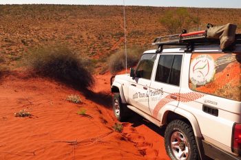 Truck looking ahead sm Madigan Line Track - Pindan Tours and 4WD Training